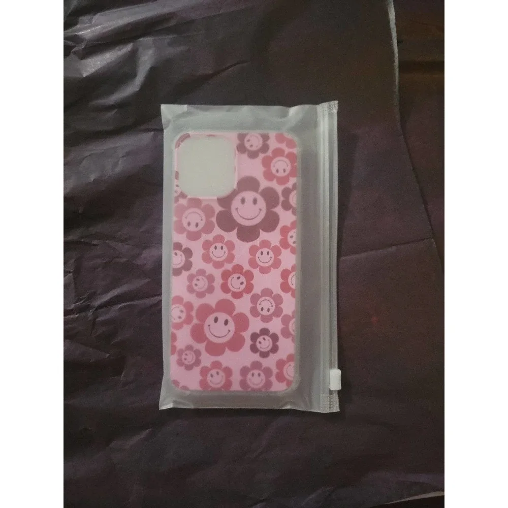 Iphone 12 case Pink Smiley Flowers